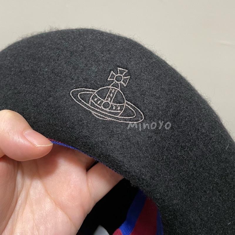 《米諾潮流》現貨在台 正品 實拍🇯🇵日本製vivienne Westwood土星🪐刺繡羊毛貝雷帽 畫家帽 毛帽-細節圖4