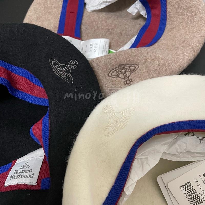 《米諾潮流》現貨在台 正品 實拍🇯🇵日本製vivienne Westwood土星🪐刺繡羊毛貝雷帽 畫家帽 毛帽-細節圖9