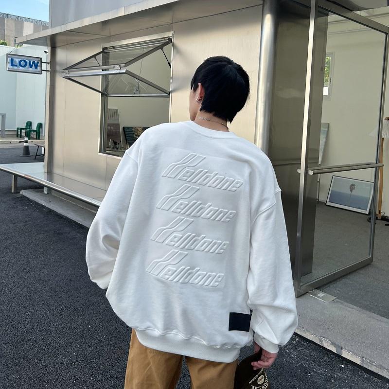 《米諾潮流》WE11DONE浮雕字母 韓版潮牌 寬鬆圓領衛衣 大學T-細節圖2