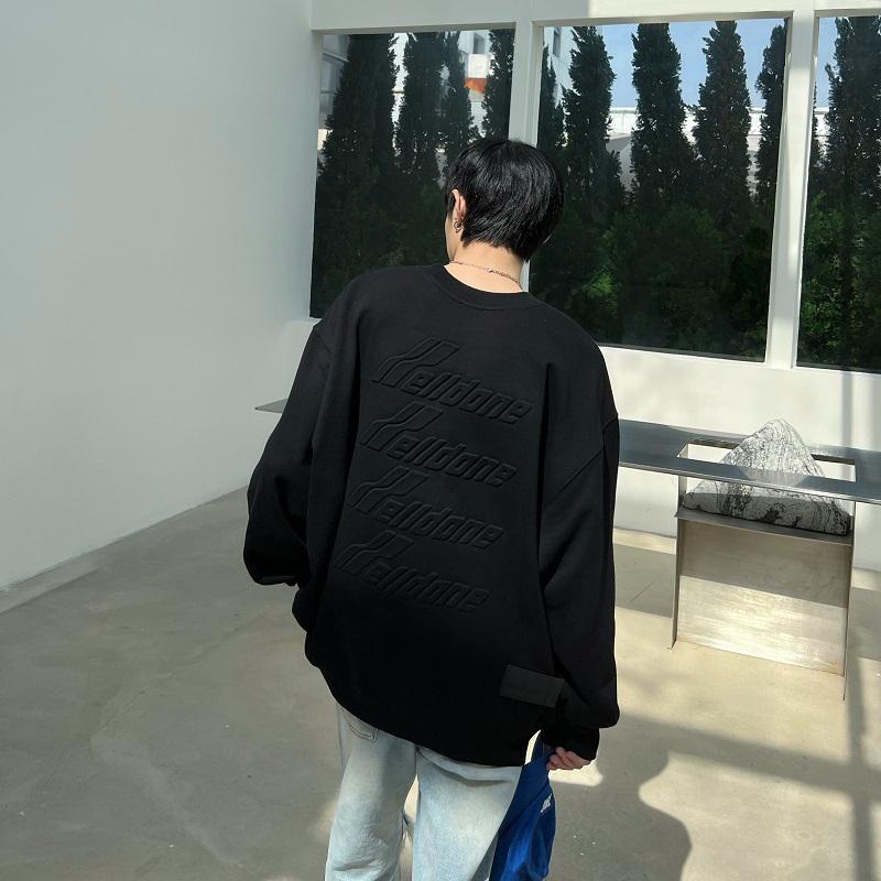 《米諾潮流》WE11DONE浮雕字母 韓版潮牌 寬鬆圓領衛衣 大學T-細節圖4