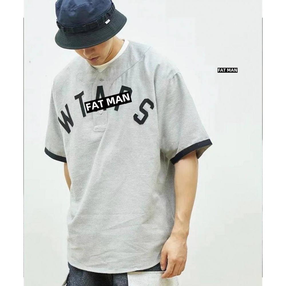 【胖胖俠】WAPS  LEAGUE COTTON 日系復古棒球衫 寬鬆版型短袖襯衫 潮流休閒百搭 男女同款 寬-細節圖2