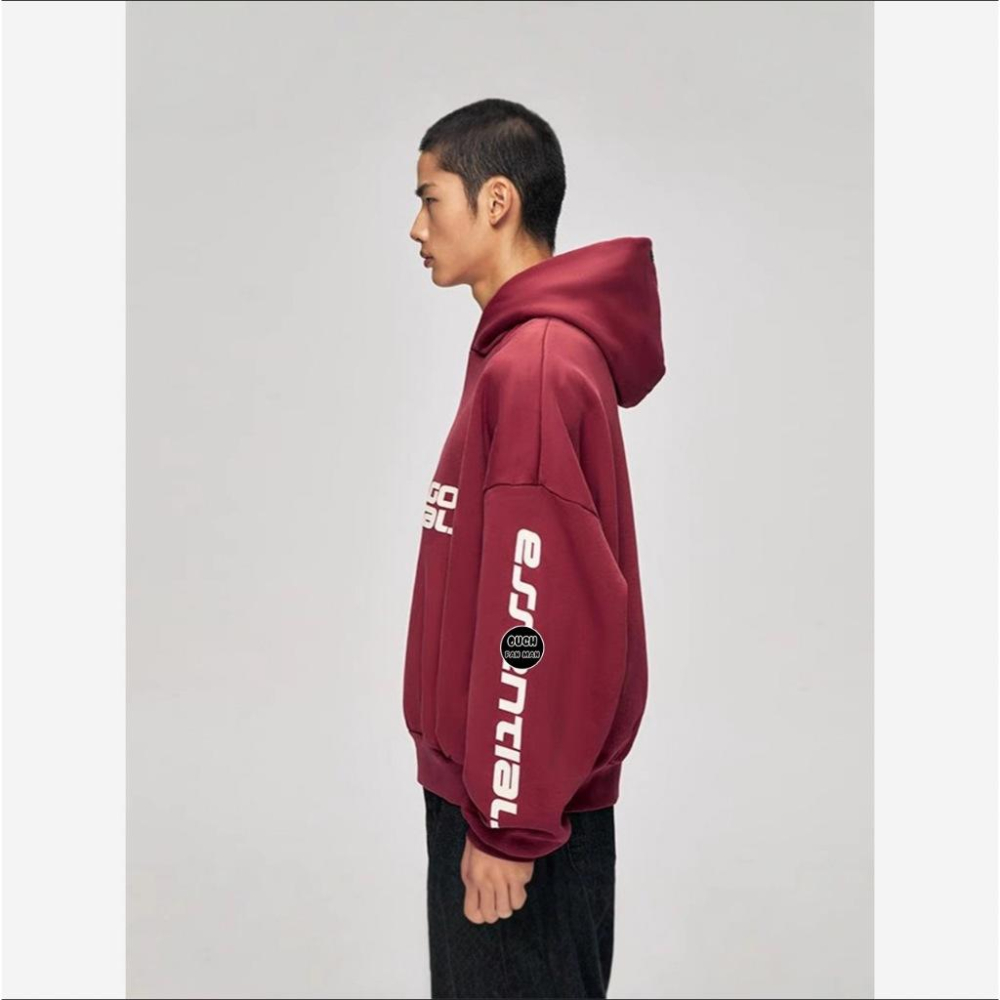 【FAT MAN】ESENTALS 26ss 美式小眾潮流加絨連帽帽T 秋冬寬鬆版 男女同款-細節圖3