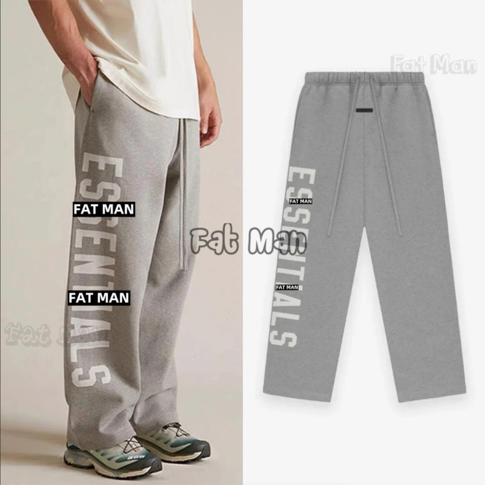 【FAT MAN】ESENTALS 24SS 新款直筒闊腿衛褲 男潮休閒運動長褲 寬鬆復線設計-細節圖4
