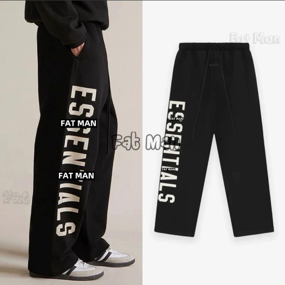【FAT MAN】ESENTALS 24SS 新款直筒闊腿衛褲 男潮休閒運動長褲 寬鬆復線設計-細節圖5