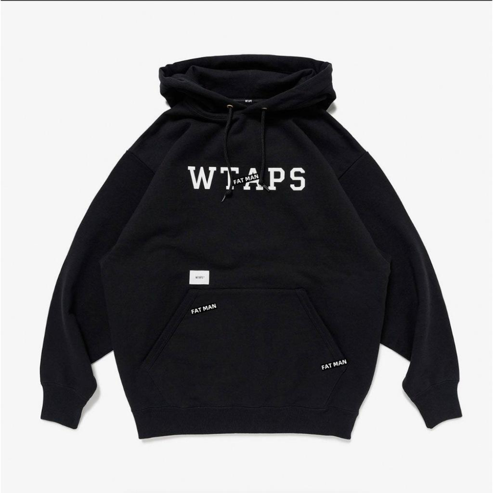 【FAT MAN】WAPS 重磅字母印花連帽 帽T  男女同款 日系寬鬆純色帽T 寬鬆版型-細節圖2