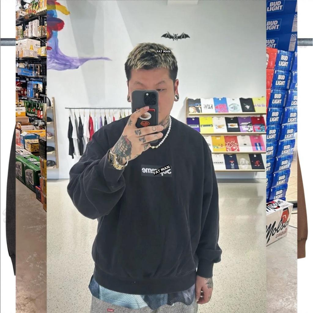 【FAT MAN】SPRME WASHED BOX LOGO CREWNECK 標誌水洗圓領長袖 大學T-細節圖8