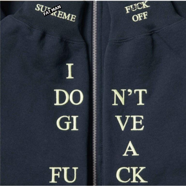 【FAT MAN】SPRME FW25 IDGAF ZIP HOODED 刺繡字母 秋冬男女同款 寬鬆版型連帽外套-細節圖3