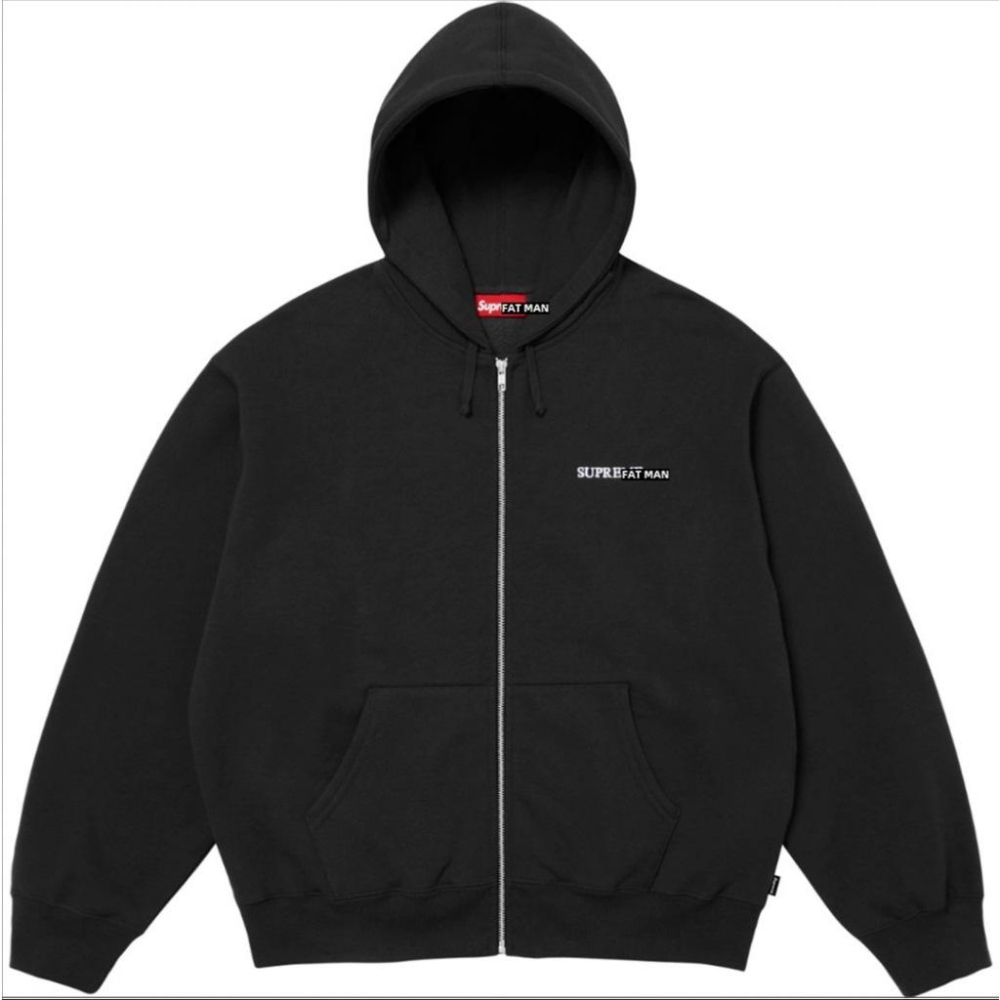 【FAT MAN】SPRME FW25 IDGAF ZIP HOODED 刺繡字母 秋冬男女同款 寬鬆版型連帽外套-細節圖4