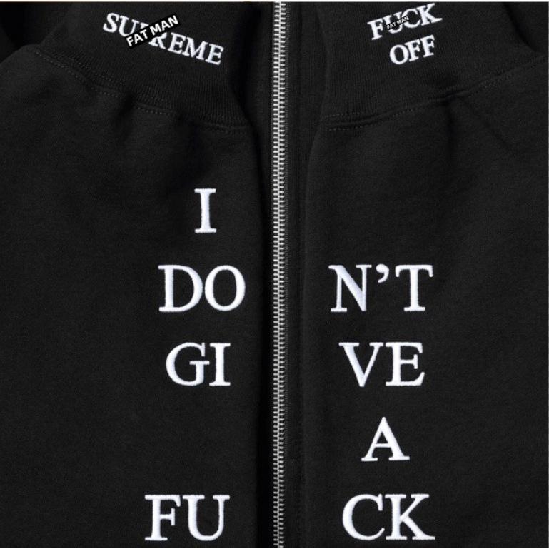 【FAT MAN】SPRME FW25 IDGAF ZIP HOODED 刺繡字母 秋冬男女同款 寬鬆版型連帽外套-細節圖6