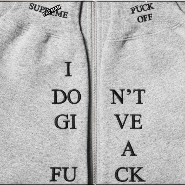 【FAT MAN】SPRME FW25 IDGAF ZIP HOODED 刺繡字母 秋冬男女同款 寬鬆版型連帽外套-細節圖8