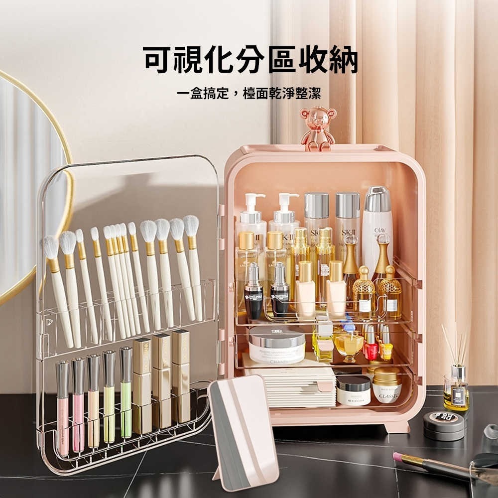 輕奢風夜光燈化妝品收納盒-細節圖2