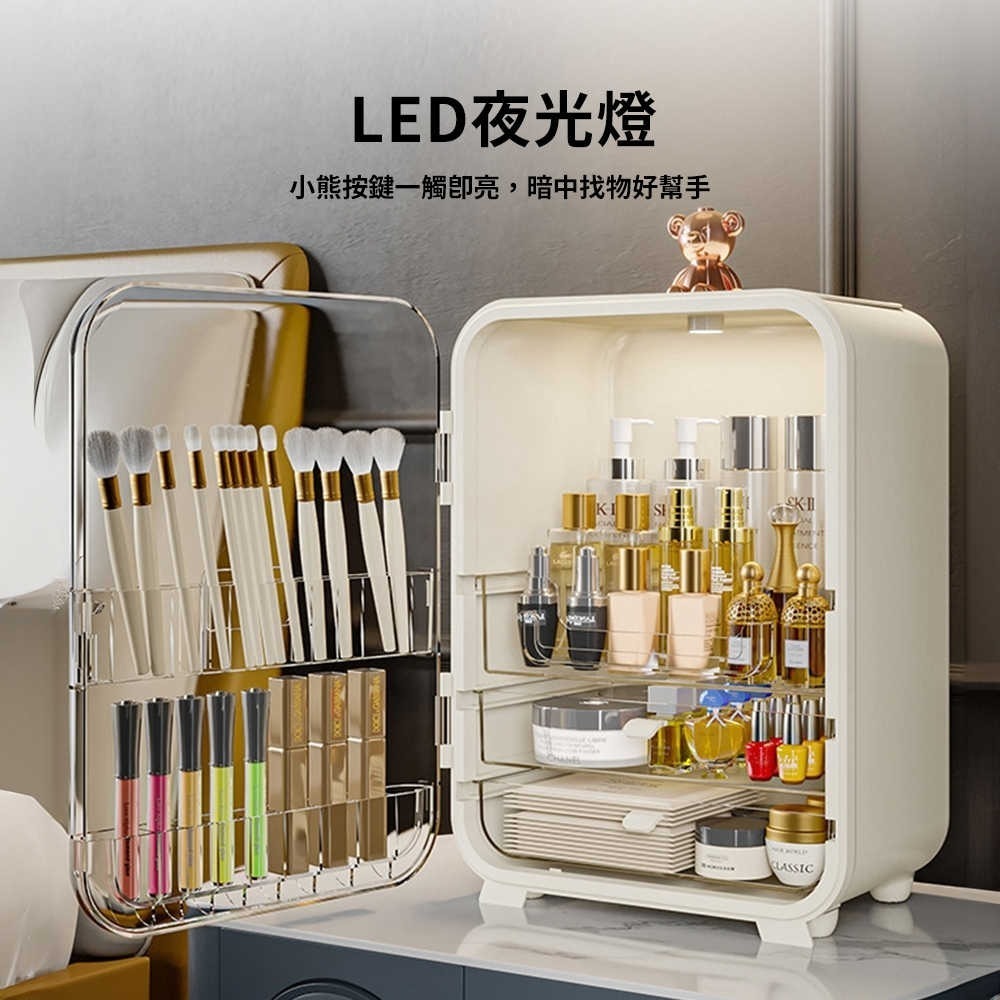 輕奢風夜光燈化妝品收納盒-細節圖3