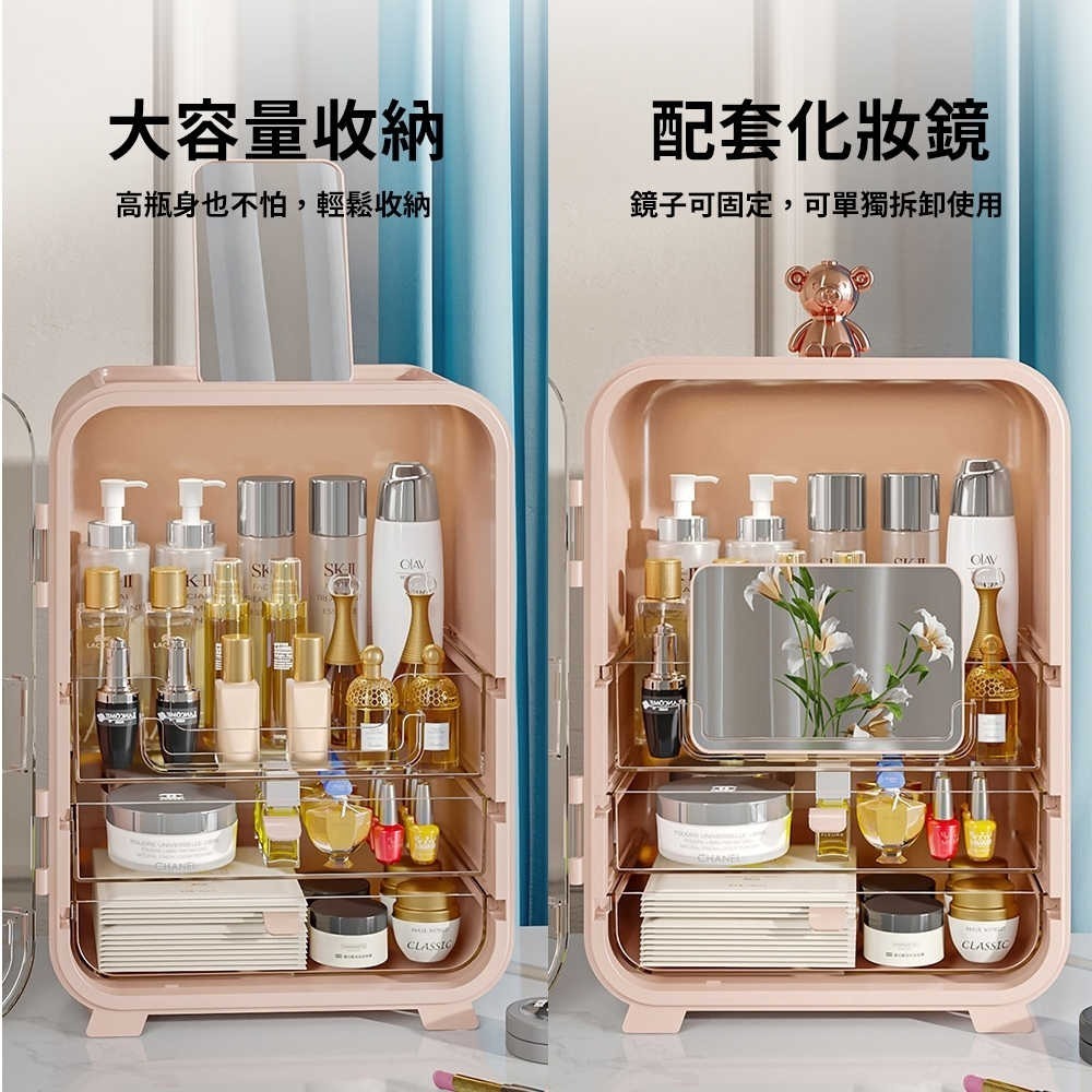 輕奢風夜光燈化妝品收納盒-細節圖4