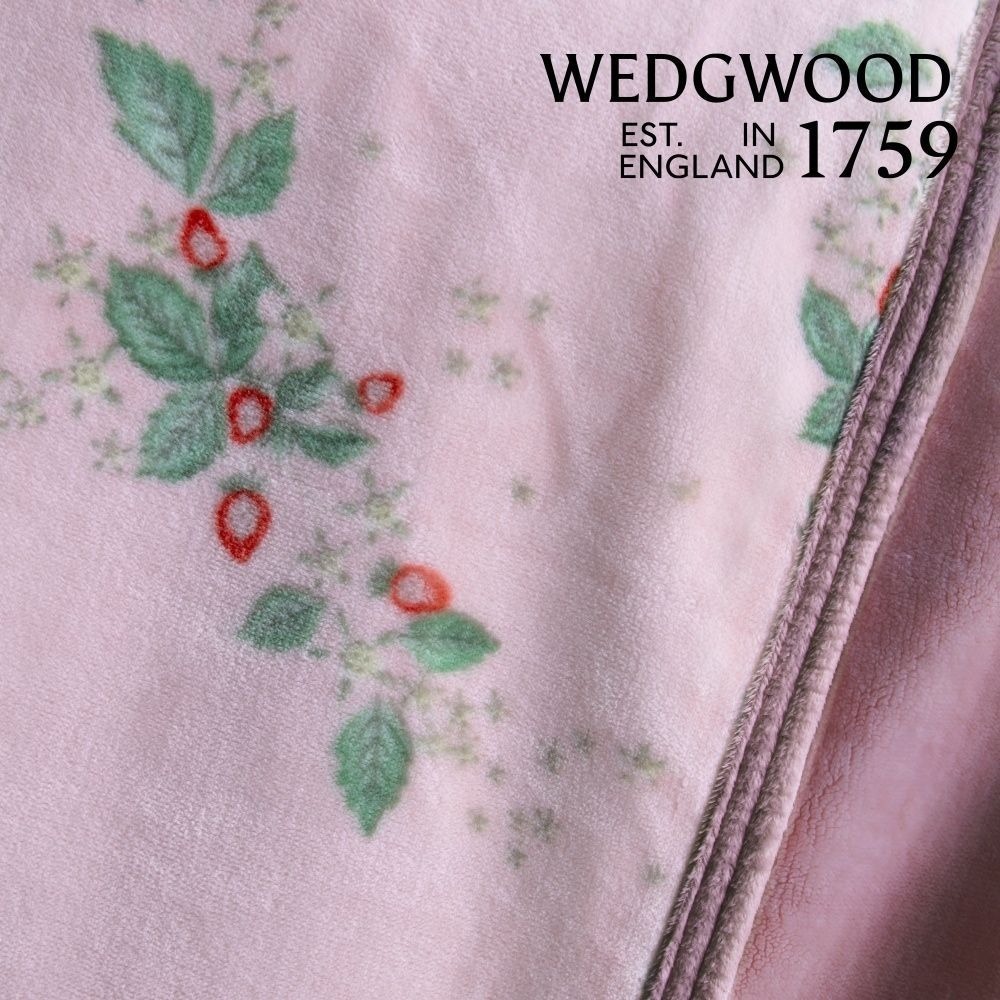 WEDGWOOD 盛開野莓超細纖維雙層單面印花毛毯 180x210cm 法蘭絨 粉色雙人毯-細節圖2