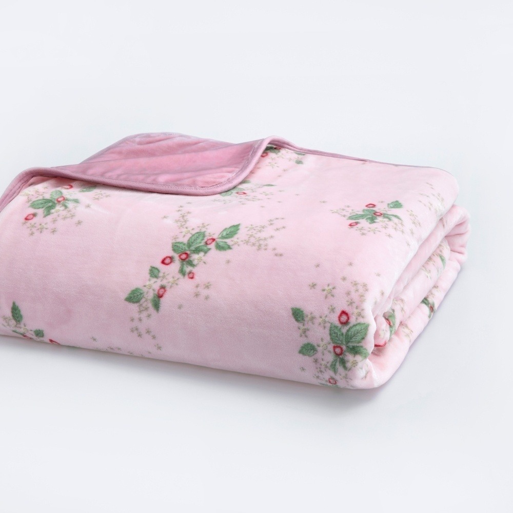 WEDGWOOD 盛開野莓超細纖維雙層單面印花毛毯 180x210cm 法蘭絨 粉色雙人毯-細節圖7