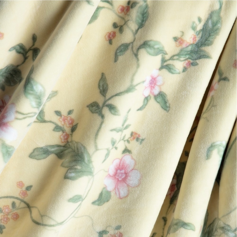 WEDGWOOD 花漾莓果超細纖維雙層單面印花毛毯 180x210cm 雙人毯 黃色保暖毛毯-細節圖7