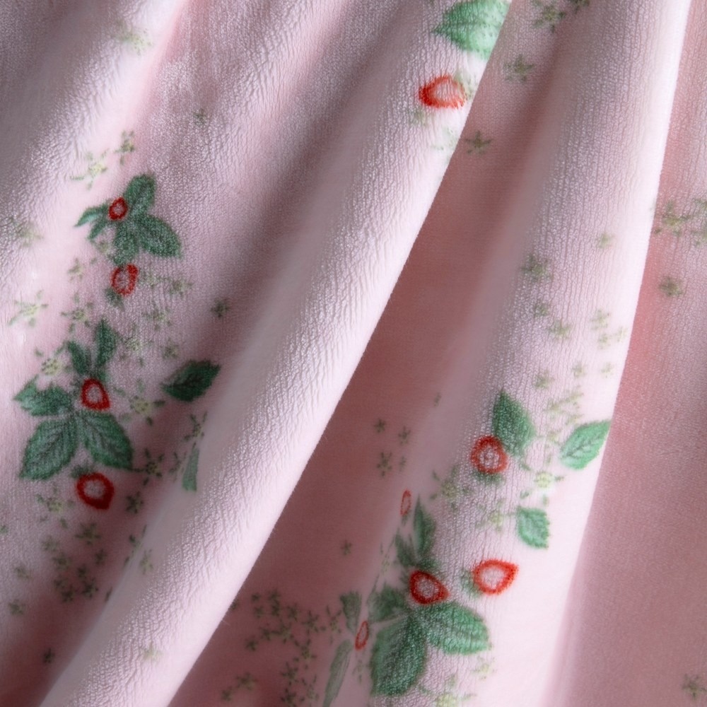 WEDGWOOD 盛開野莓超細纖維 雙層單面印花旅行毯 90x150cm 單人毯 粉-細節圖7