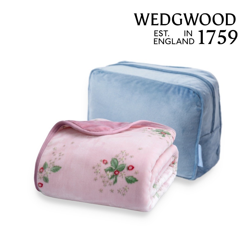 WEDGWOOD 盛開野莓超細纖維 雙層單面印花旅行毯 90x150cm 單人毯 粉-規格圖7