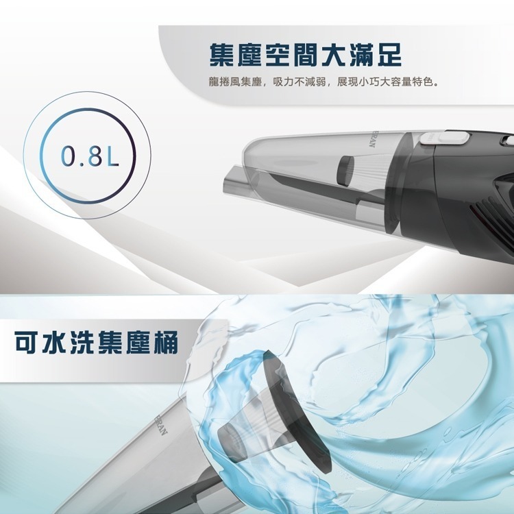 HERAN禾聯 3合一 手持/直立/天花板用吸塵器 HVC-60AB02B 旋風集塵 強力吸力-細節圖6