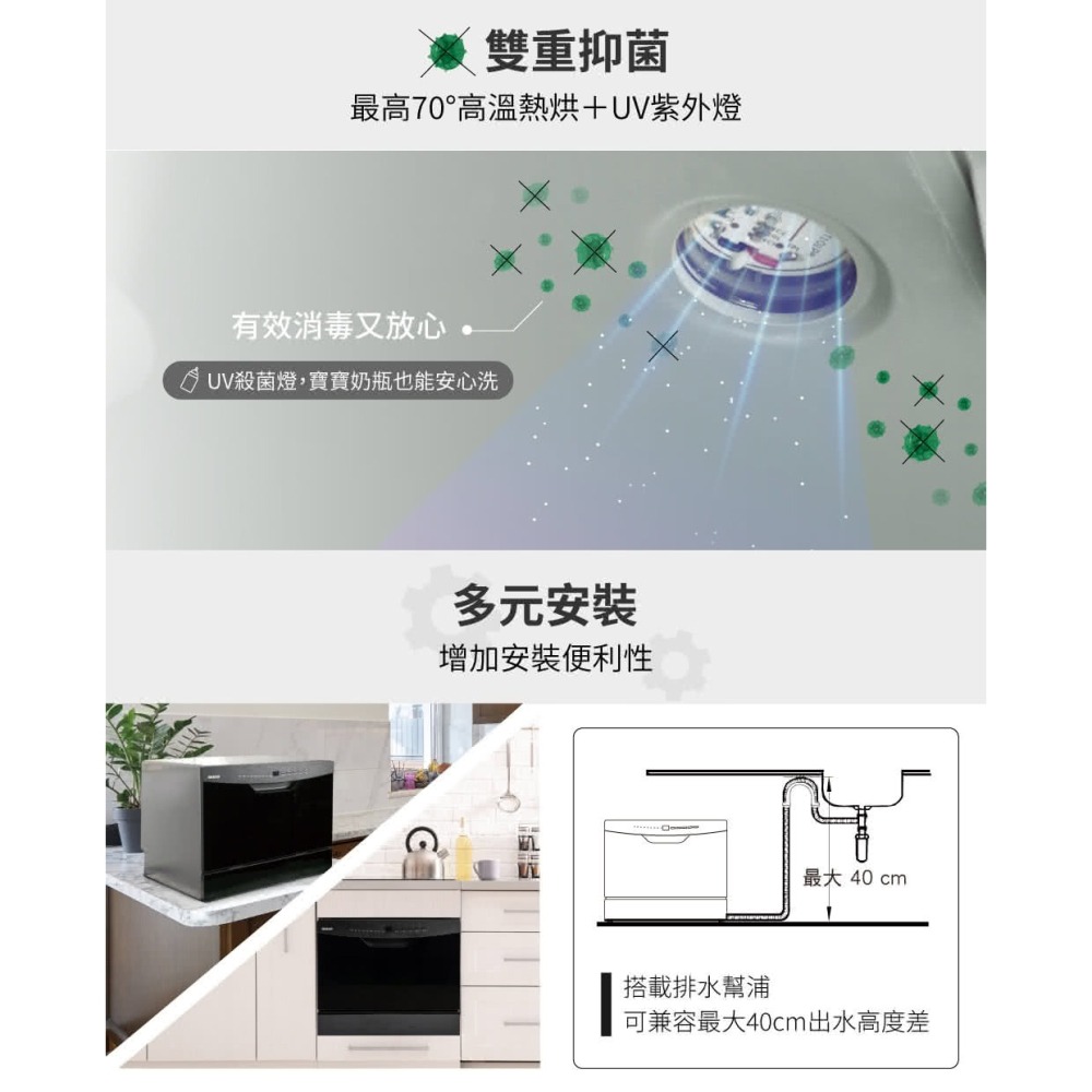 HERAN禾聯六人份熱風循環洗碗機 HDW-06BT010 可嵌入可獨立式 含基本安裝-細節圖5