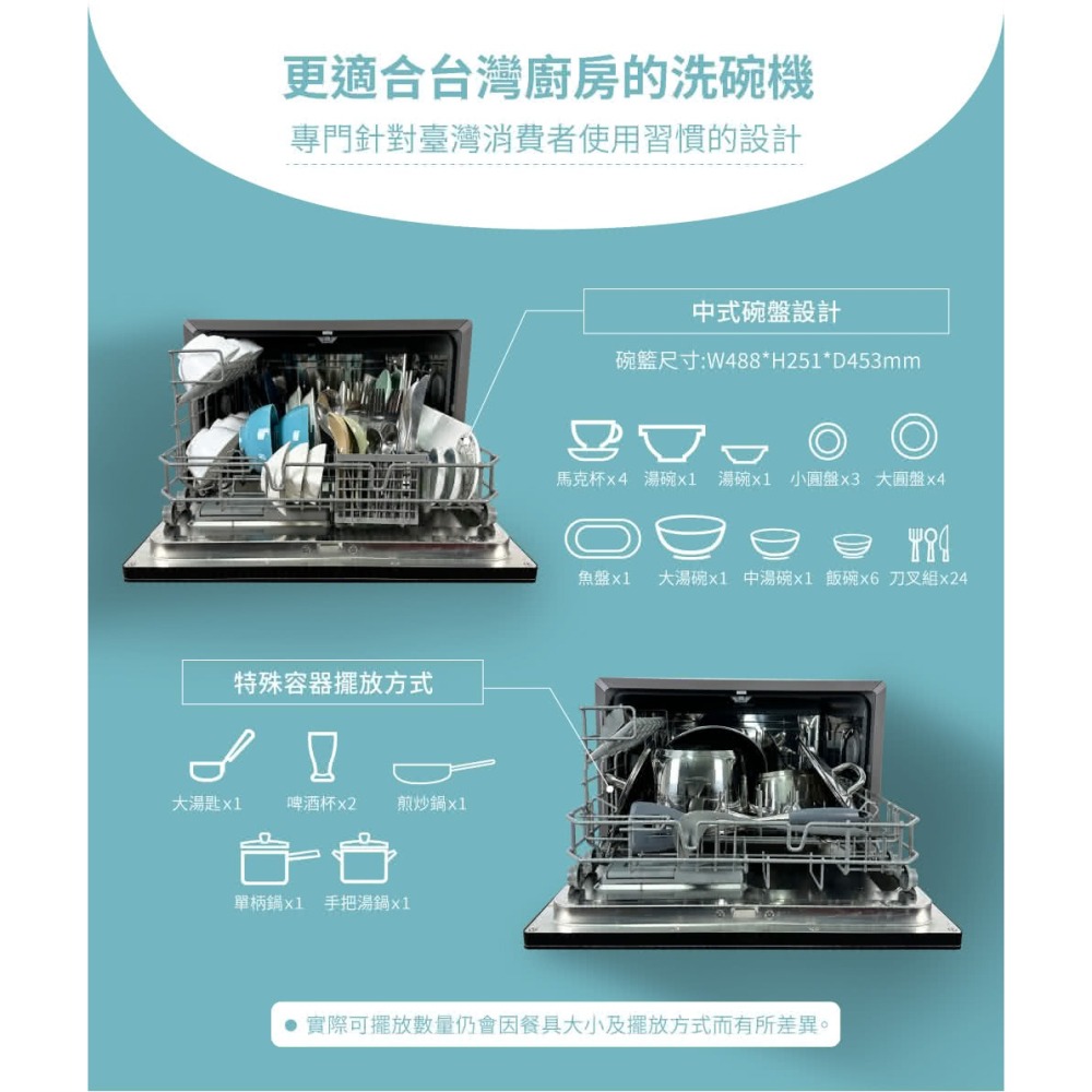 HERAN禾聯六人份熱風循環洗碗機 HDW-06BT010 可嵌入可獨立式 含基本安裝-細節圖7