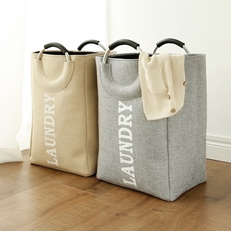 摺疊鋁提把洗衣籃 大容量 髒衣收納籃 ins風設計 洗衣籃架-細節圖7