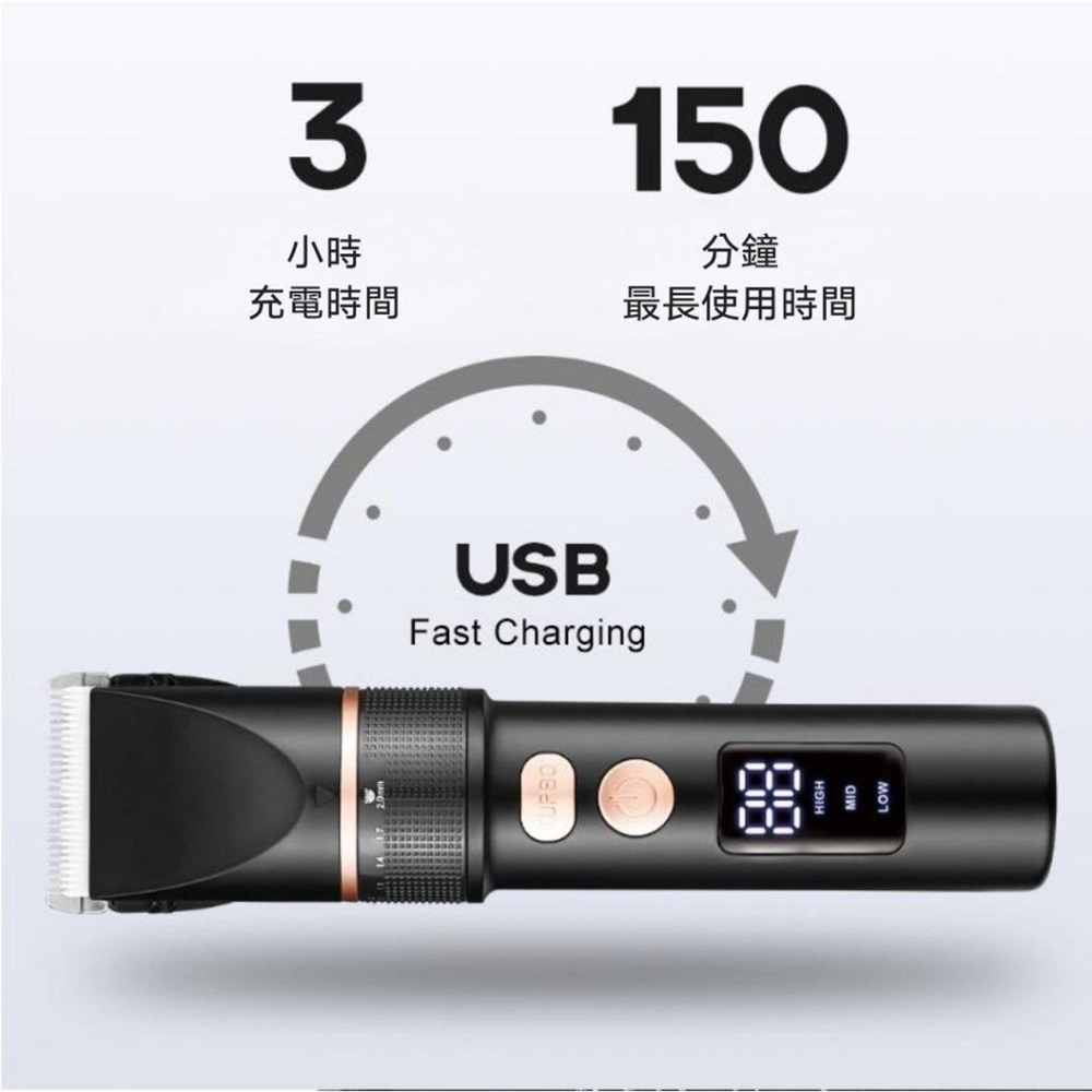 Geemy USB充電液晶電量顯示理髮器 GM-6609 充電式理髮器 理髮器-細節圖7