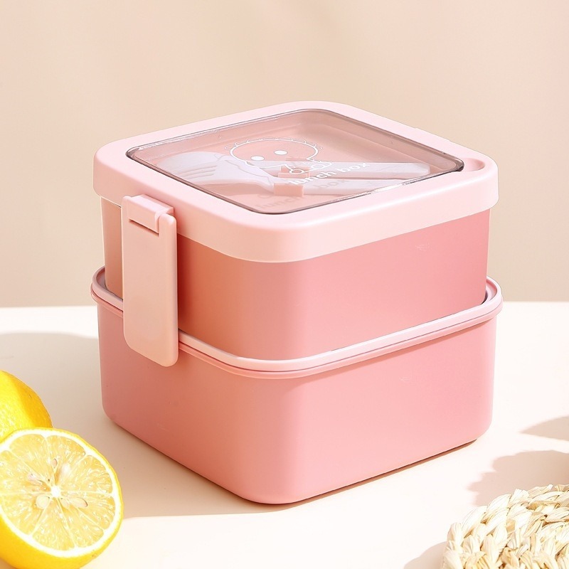 日式方形雙層分隔便當盒-1000ml 可微波 緊密不漏水 方便野餐-規格圖8