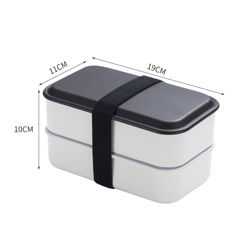 北歐ins風雙層分隔便當盒 可微波 鬆緊綁帶 提取方便 方便野餐-規格圖8
