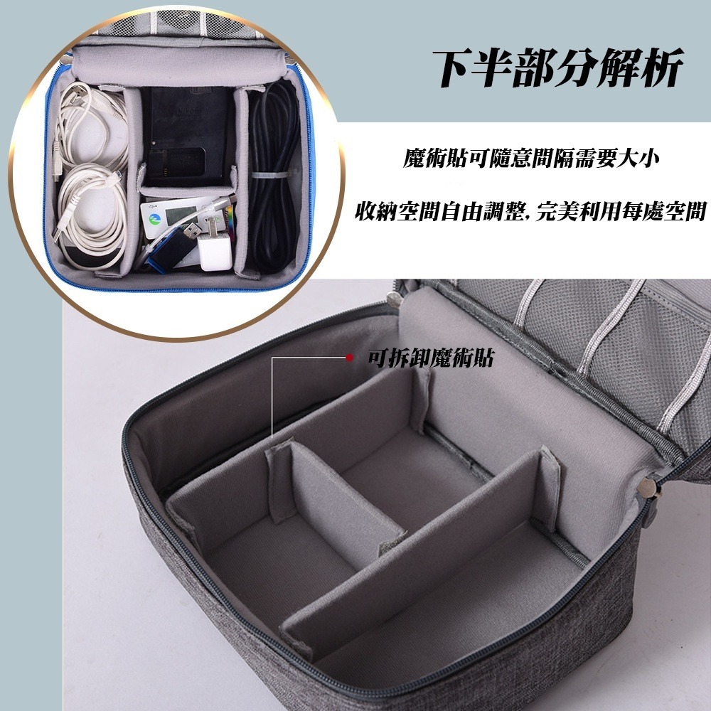 防水加厚數位3C產品收納包- RH917 手機收納包 數據充電線收納 分隔收納 出國旅行必備-細節圖5