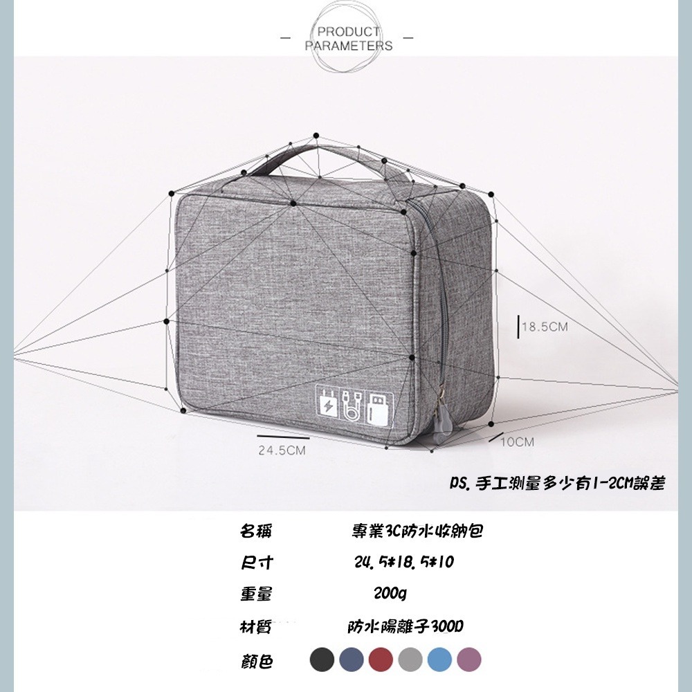 防水加厚數位3C產品收納包- RH917 手機收納包 數據充電線收納 分隔收納 出國旅行必備-細節圖6