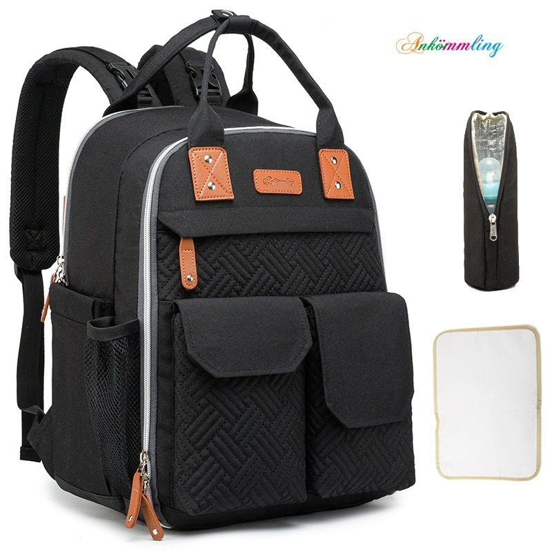 經典防潑水繡花媽媽包 送尿布墊奶瓶袋 多功能大容量 大空間 多隔層 後背包 待產包-規格圖8