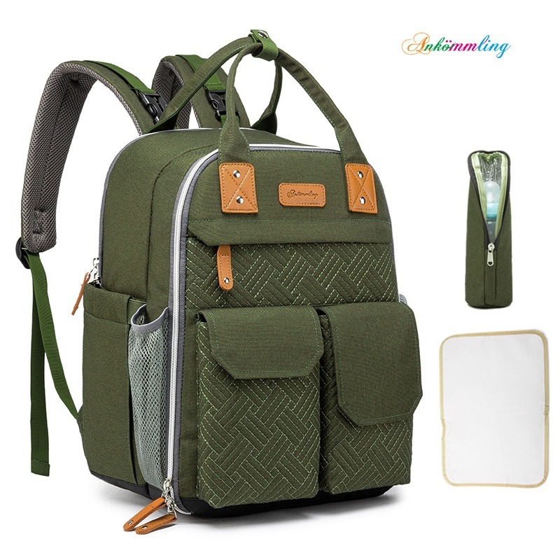 經典防潑水繡花媽媽包 送尿布墊奶瓶袋 多功能大容量 大空間 多隔層 後背包 待產包-規格圖8