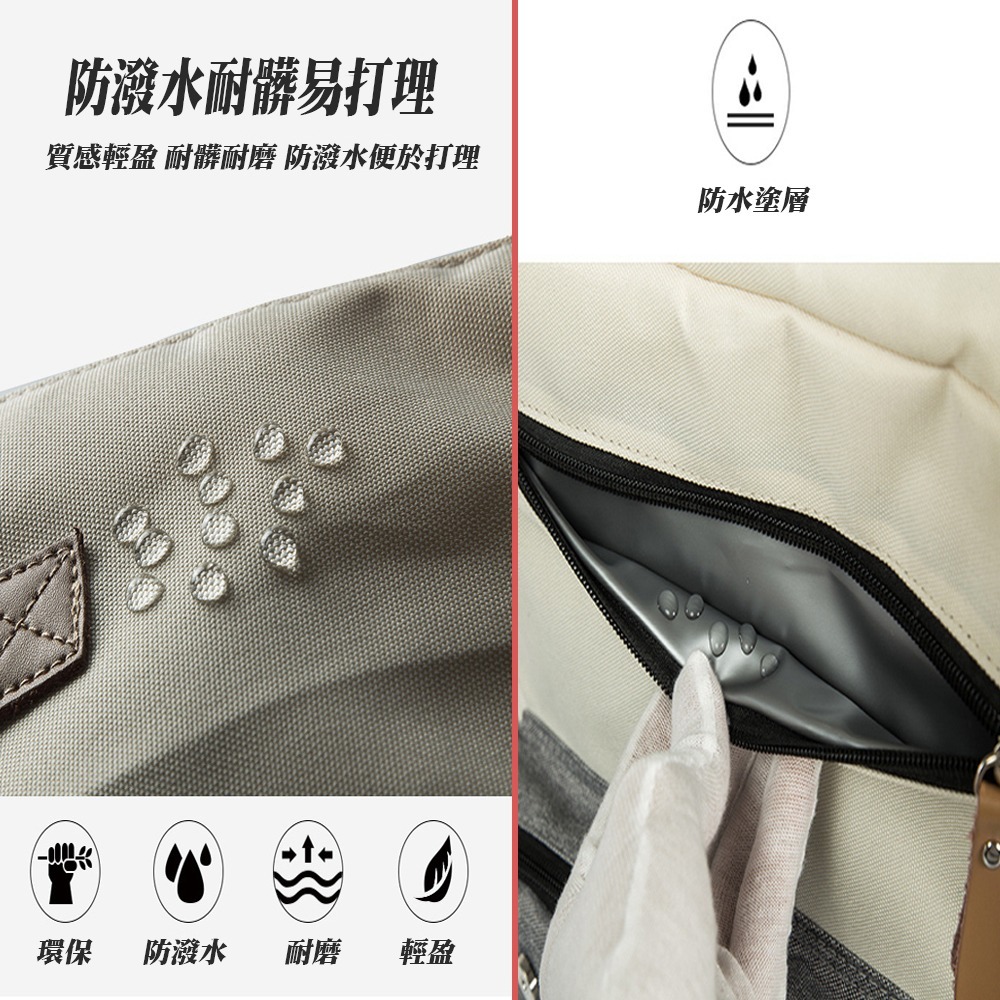 防潑水時尚拚色媽媽包 送尿布墊 後背包 待產包 大空間 多隔層 多功能大容量-細節圖5