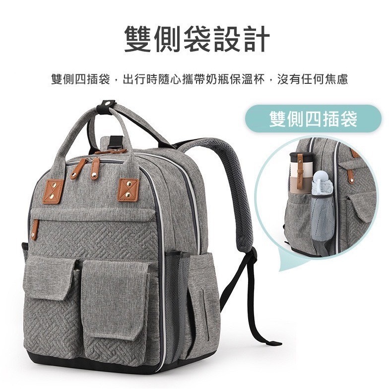 時尚潮流媽媽包 送奶瓶袋尿布墊 母嬰包 後背包 待產包 大空間 多隔層 多功能大容量-細節圖6