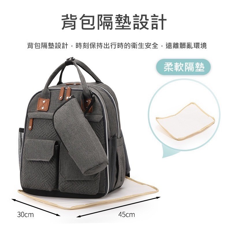 時尚潮流媽媽包 送奶瓶袋尿布墊 母嬰包 後背包 待產包 大空間 多隔層 多功能大容量-細節圖7