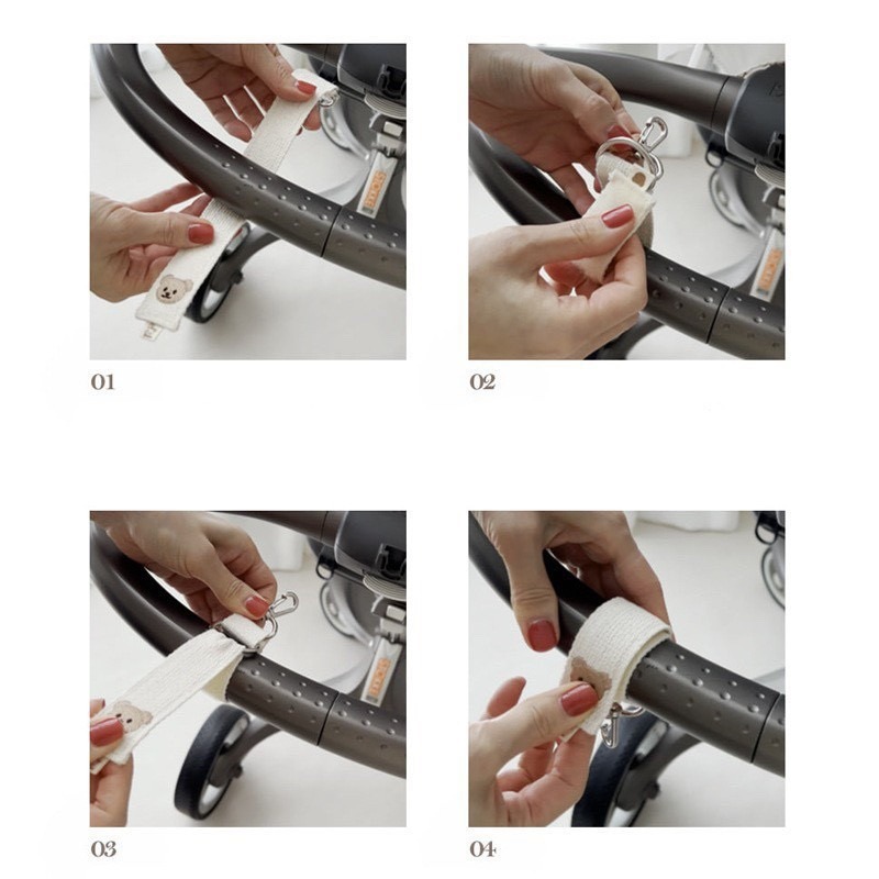 刺繡帆布魔鬼氈嬰兒車掛鉤 嬰兒車掛鉤 手推車掛鉤 質感 素面-細節圖4