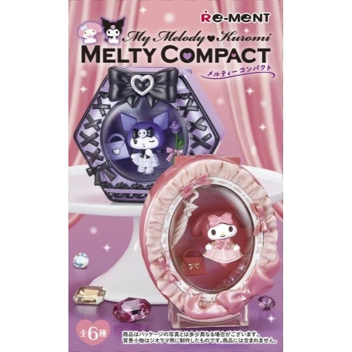 RE-MENT 美樂蒂&酷洛米Melty粉餅盒 盲盒共6款 可挑款 盒抽 盒玩-細節圖2