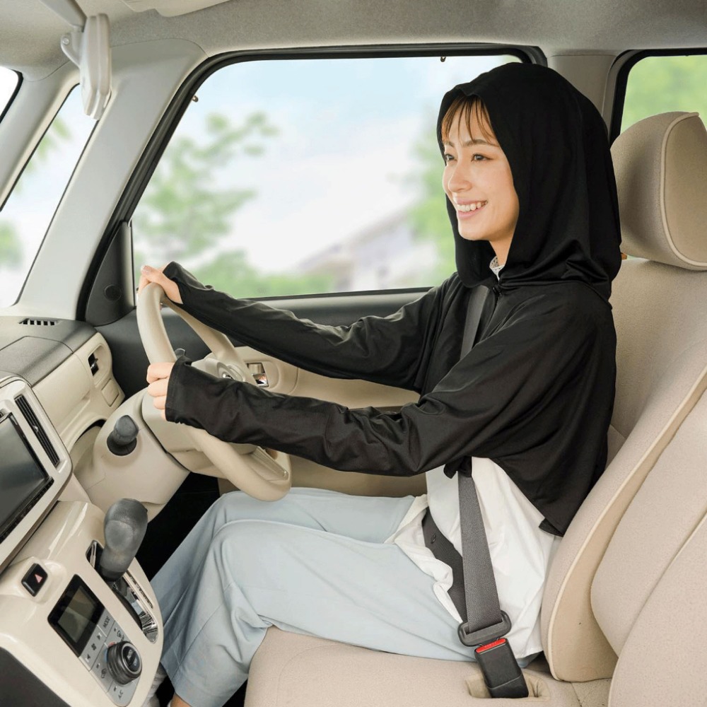 木木非 日本 抗UV & cool 接觸冷感加工 連帽短上衣 防紫外線 披肩 防曬外套-細節圖3