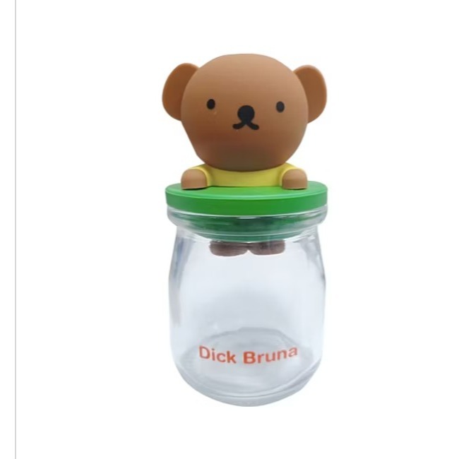 日本 正版 miffy 米菲兔 波里斯熊 造型 公仔 玻璃罐 糖果罐-規格圖1