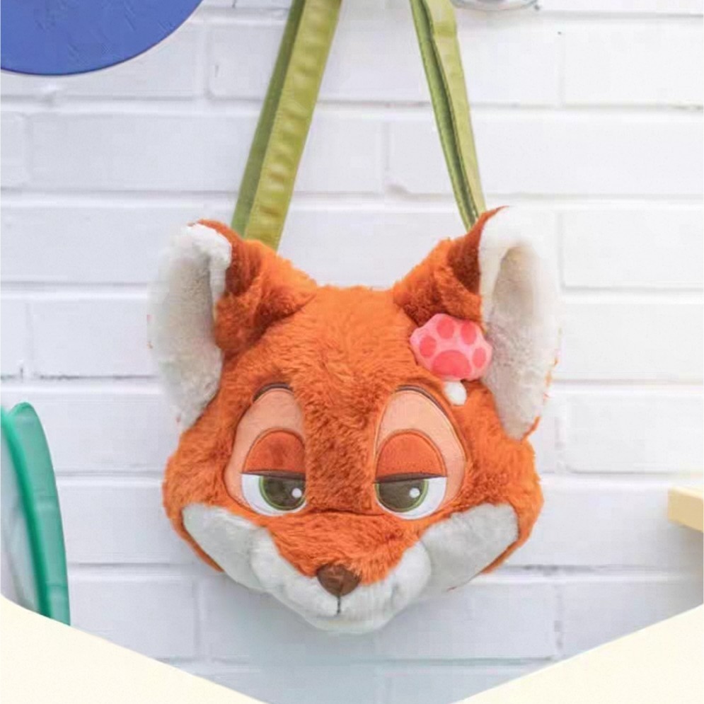 現貨 正版授權 蜂蜜罐 迪士尼 動物方程式 尼克 絨毛 大頭 斜背包 爪爪冰-細節圖3