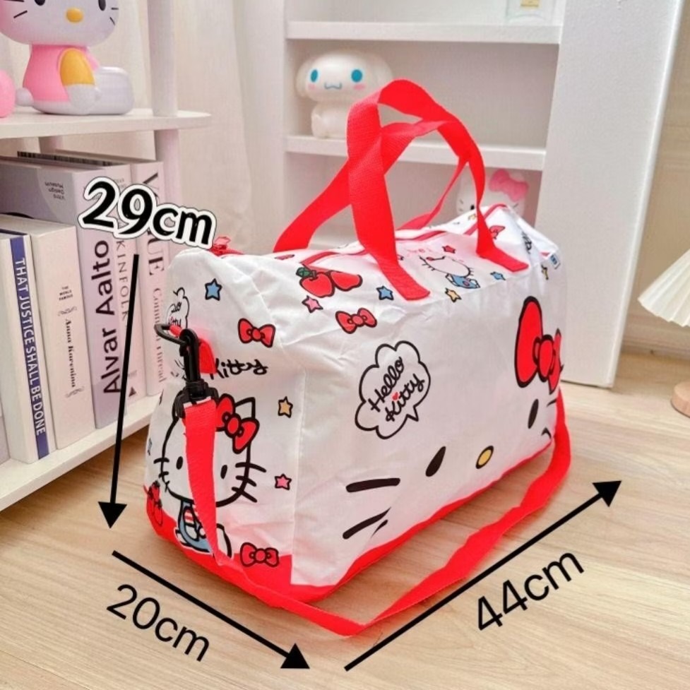 Hello Kitty 輕便 收納 折疊 行李包 收納包 行李袋 提袋-細節圖3