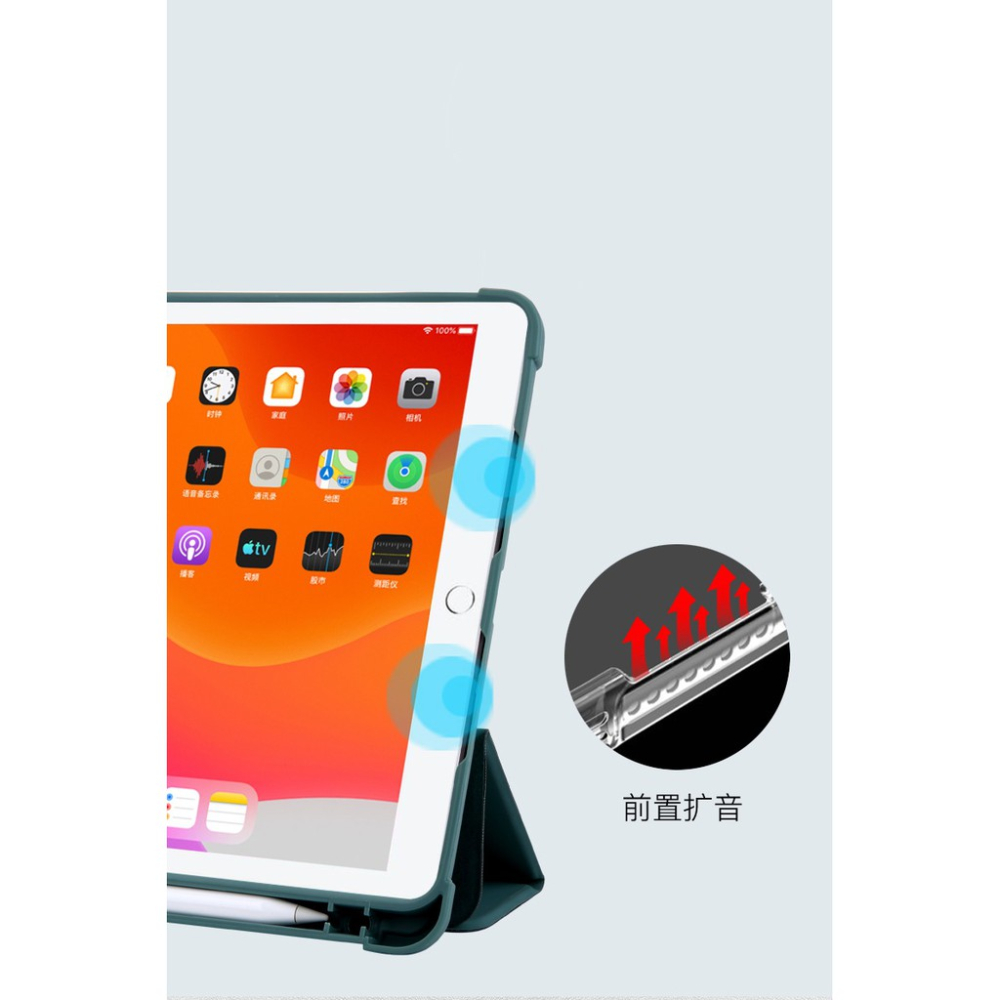 蘋果 IPad mini6 mini1/2/3 mini4 mini5 三折 側立 氣囊 筆槽 智能 平板保護套-細節圖4