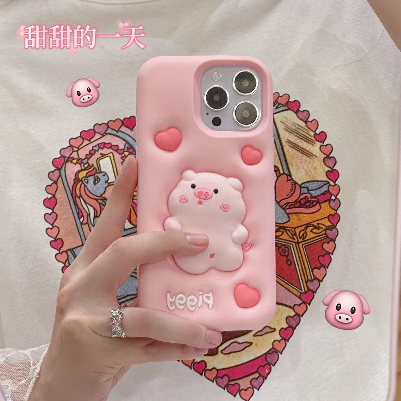 蘋果14 14pro 14proMAX 13 13Pro 12 12Pro 11 紓壓 萌豬 手機殼-細節圖4