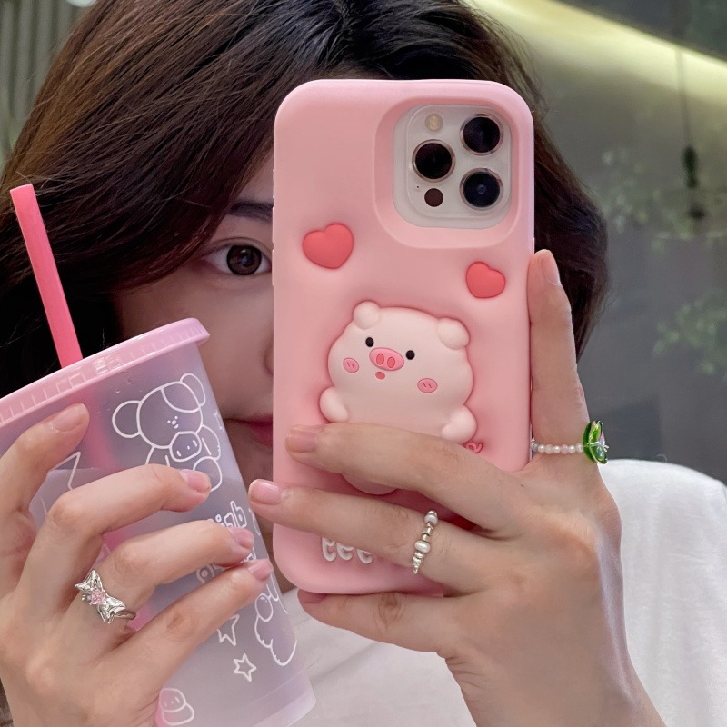 蘋果14 14pro 14proMAX 13 13Pro 12 12Pro 11 紓壓 萌豬 手機殼-細節圖5