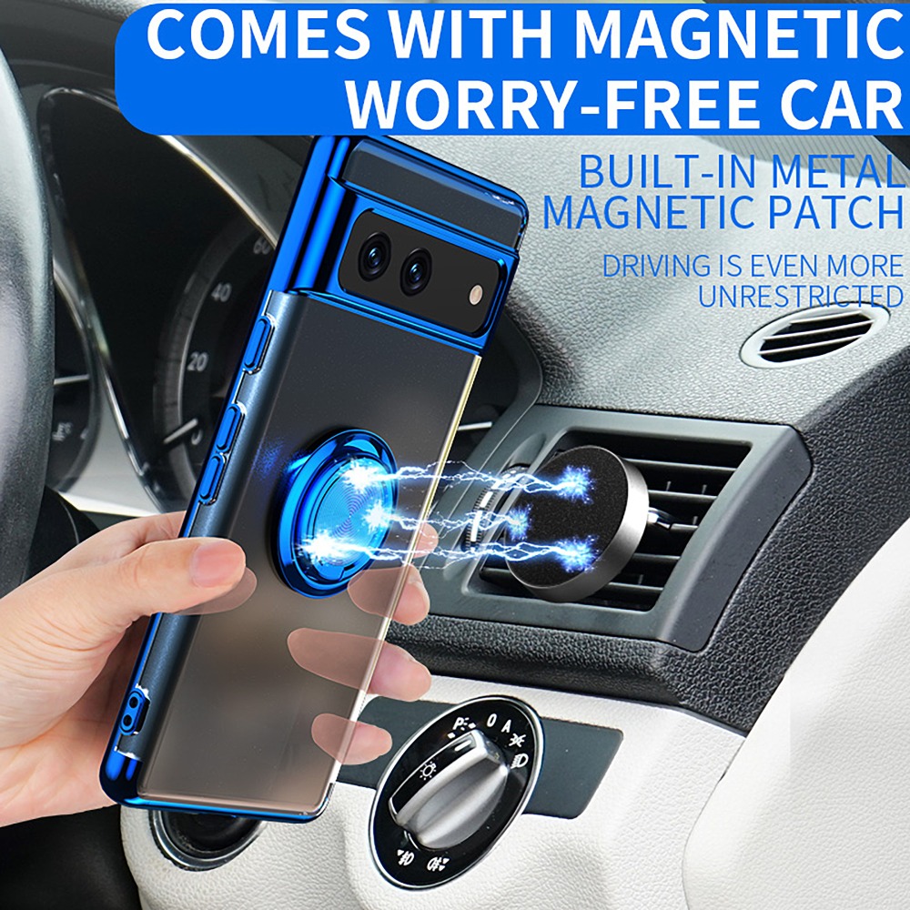 Google Pixel7 Pixel7pro Pixel6A Pixel5A 電鍍 高透 指環 支架 手機殼-細節圖2