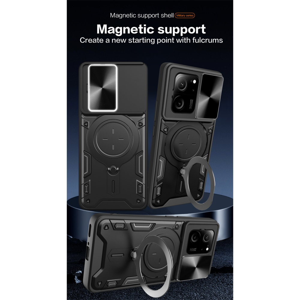 小米13T 13Tpro 13 13pro Poco F5 F5pro 鏡頭防護 磁吸 支架鎧甲 手機殼-細節圖2