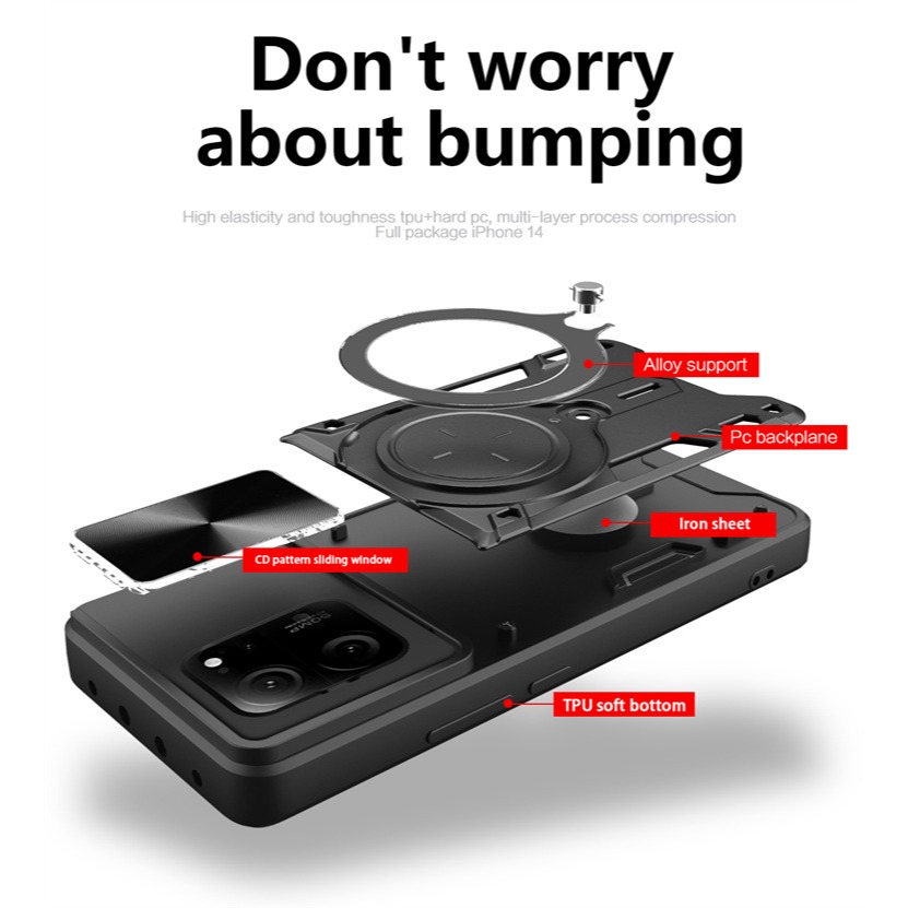 小米13T 13Tpro 13 13pro Poco F5 F5pro 鏡頭防護 磁吸 支架鎧甲 手機殼-細節圖4