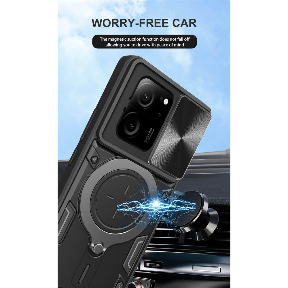 小米13T 13Tpro 13 13pro Poco F5 F5pro 鏡頭防護 磁吸 支架鎧甲 手機殼-細節圖5