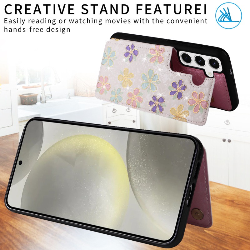 三星 S24 S24U S23 S23+ S22 S22+ S22U S21 S21+ 清新花朵 插卡 手機殼-細節圖7